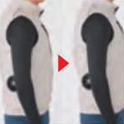 身頃の膨らみを抑えたシャープなシルエット
