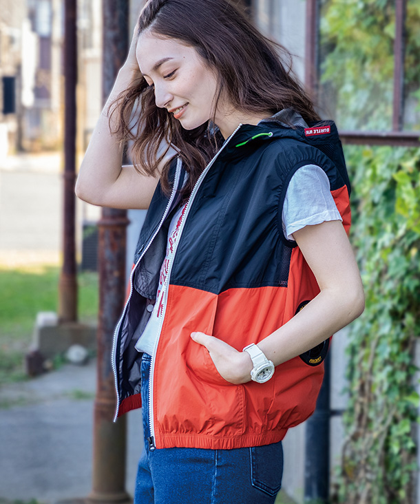 【OUTLET】限定価格!!BURTLE  空調服 エアークラフト  パーカーベスト (男女兼用)  (単品)  　AC1084