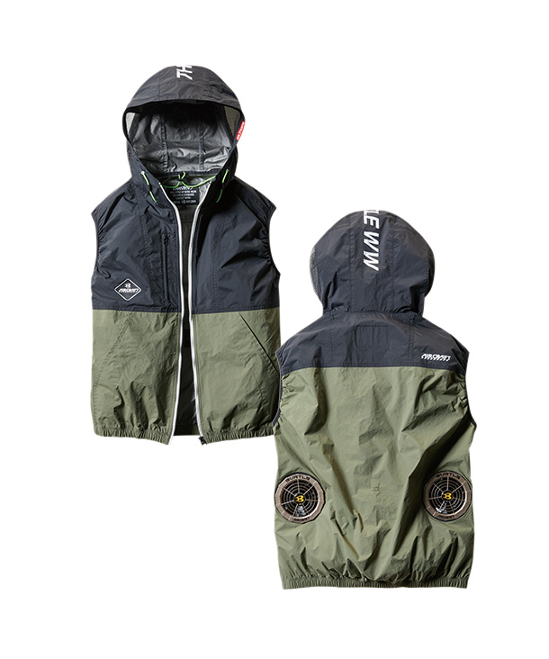 【OUTLET】限定価格!!BURTLE  空調服 エアークラフト  パーカーベスト (男女兼用)  (単品)  　AC1084【2021年製品】
