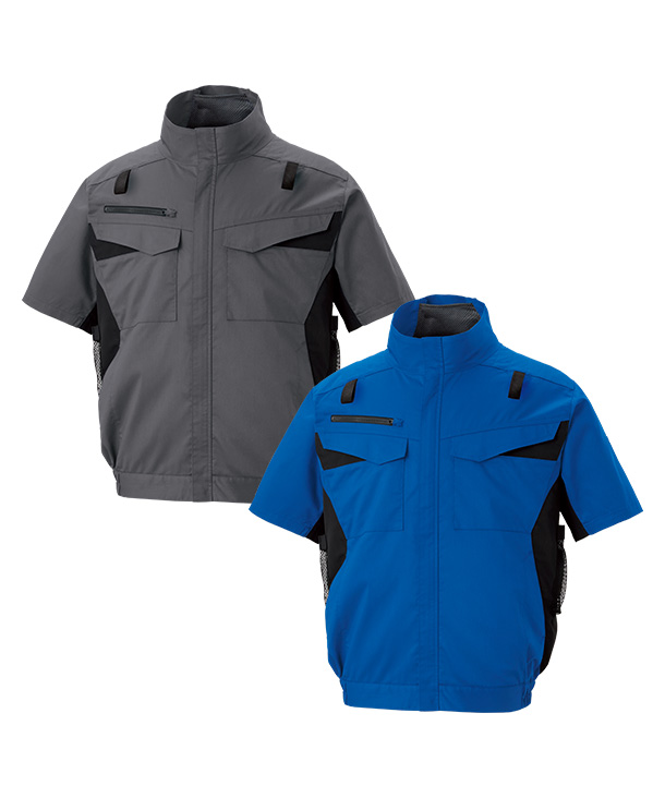 【SUN-S】サンエス空調風神服・空調服 半袖ブルゾン(サイドファン取り付け、エコ、帯電防止JIS T 811適合、ハーネス対応) KF92650G-K24