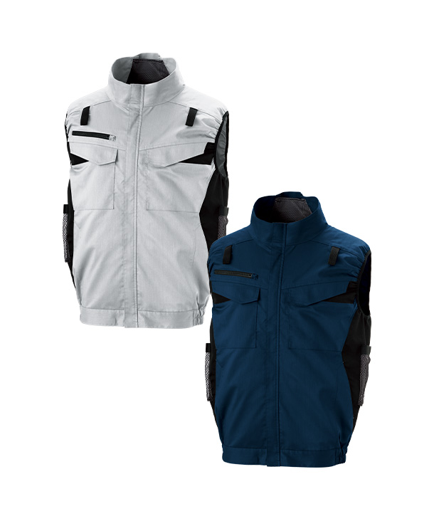 【SUN-S】サンエス空調風神服・空調服 ベスト(サイドファン取り付け、エコ、帯電防止JIS T 811適合、ハーネス対応) KF92652G-K24