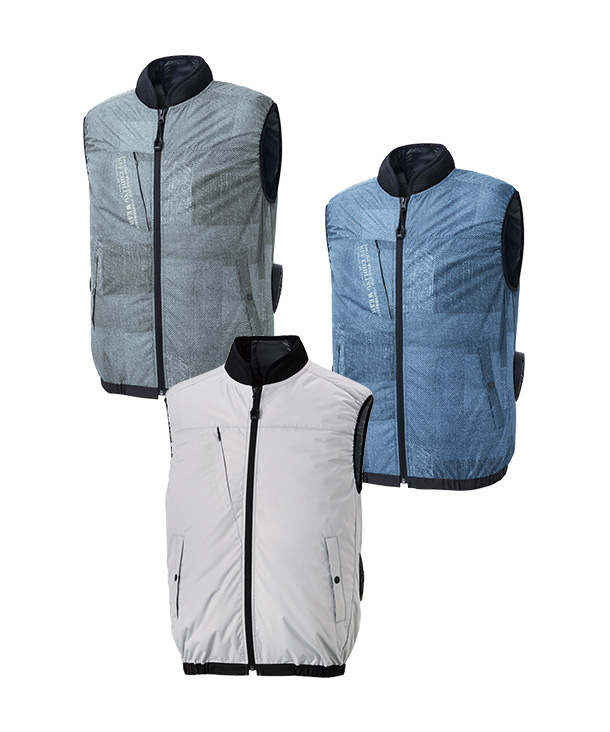 【SUN-S】サンエス空調風神服・空調服 ベスト(サイドファン取り付け、チタン加工)　24Vハイパワーファン・バッテリーセット KF92442-K24