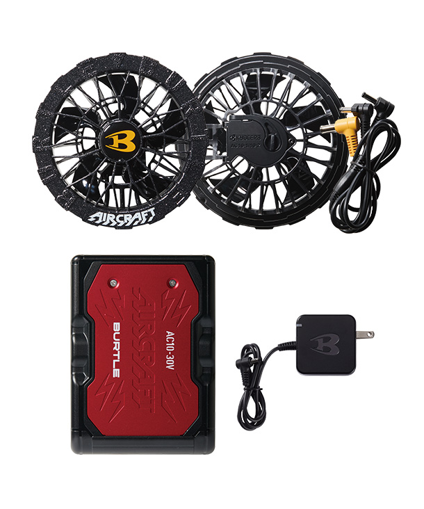 BURTLE AIR CRAFT メタリックレッドバッテリー+アーバンブラックファンセット AC10-red-AC10-2-ablc