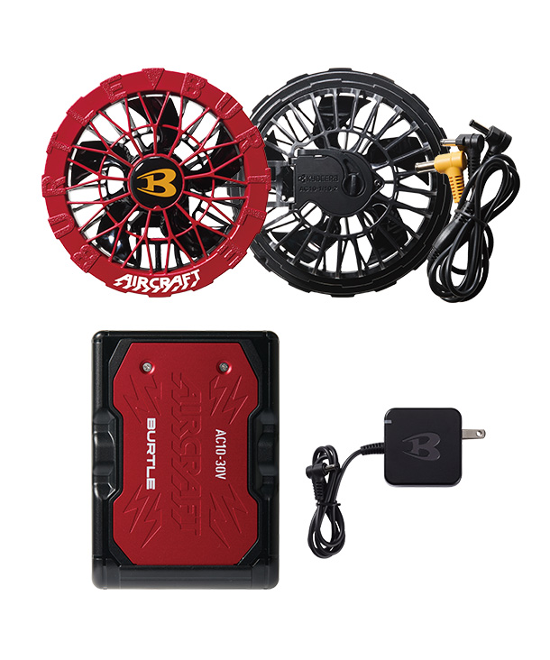 BURTLE AIR CRAFT メタリックレッドバッテリー+スパイダーレッドファンセット AC10-red-AC10-2-red