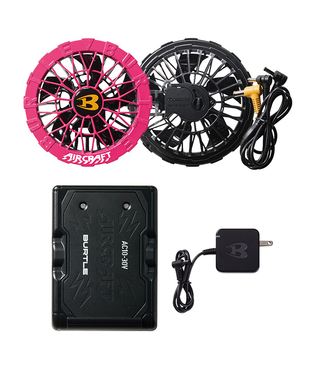 BURTLE AIR CRAFT マットブラックバッテリー+ハニーピンクファンセット AC10-blc-AC10-2-pink