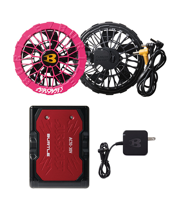 BURTLE AIR CRAFT メタリックレッドバッテリー+ハニーピンクファンセット AC10-red-AC10-2-pink