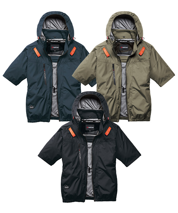 【BURTLE】バートル AIR CRAFT AC半袖ブルゾン(ハイバックファン取り付け、チタン加工) 30Vハイパワーファン・バッテリーセット AC2096HB-b【2026年製】