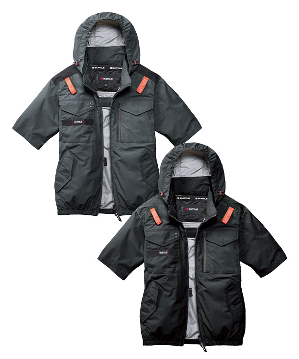 【BURTLE】バートル AIR CRAFT AC半袖ブルゾン(サイドファン取り付け、チタン加工)  30Vハイパワーファン・バッテリーセット AC1156-b【2026年製】