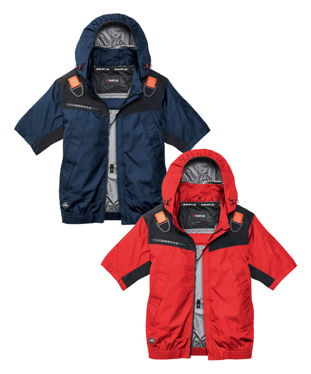 【BURTLE】バートル AIR CRAFT AC半袖ブルゾン(ローバックファン取り付け、チタン加工)  30Vハイパワーファン・バッテリーセット AC1196-b【2026年製】