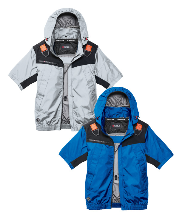 【BURTLE】バートル AIR CRAFT AC半袖ブルゾン(ローバックファン取り付け、チタン加工)  30Vハイパワーファン・バッテリーセット AC1196-b【2026年製】