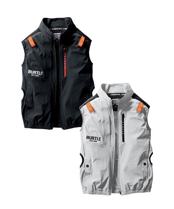 【OUTLET】限定価格!!BURTLE ファン付ウエア AIR CRAFT  CORDURA 4WAY  サイドファン  ストレッチ ベスト (単品) AC2004