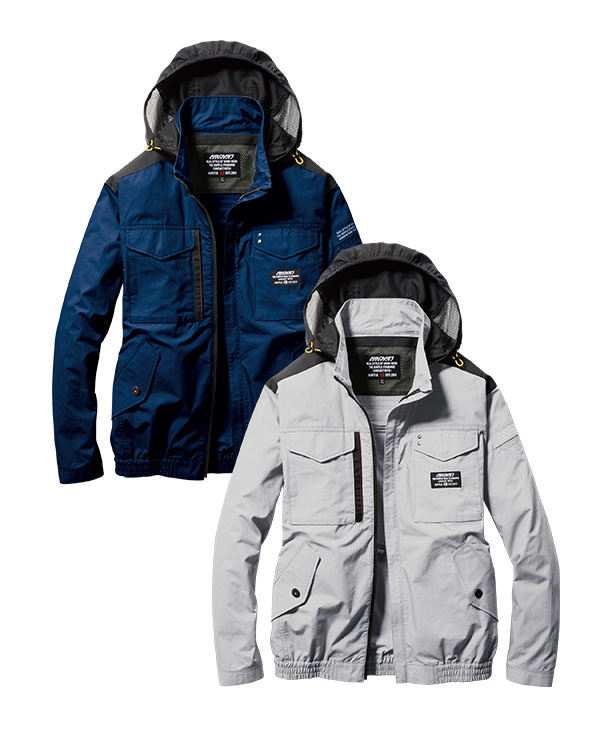 BURTLE ファン付ウエア AIR CRAFT  収納式フード付 綿100% ブルゾン (単品)  AC1181
