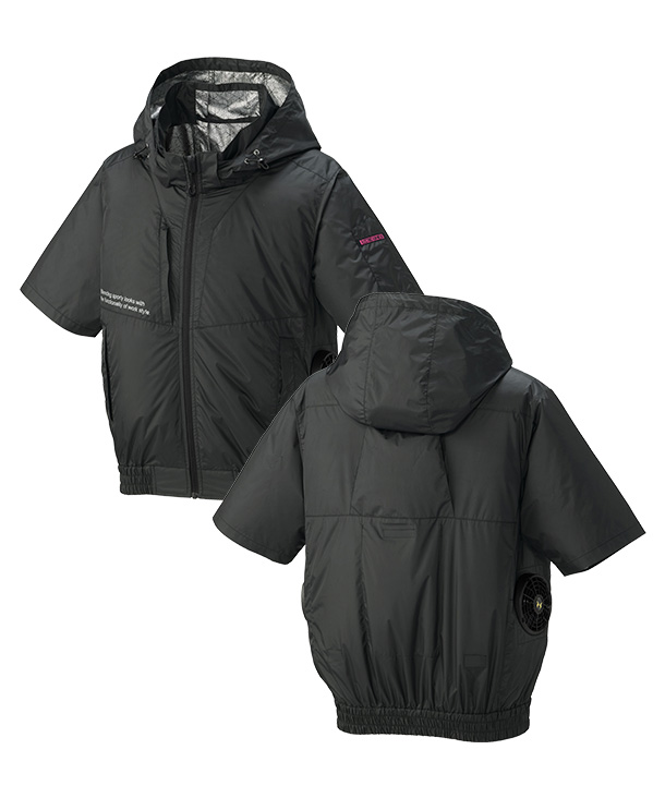 【The tough】アタックベース空調風神服・空調服 半袖ブルゾン(サイドファン取り付け、チタン加工、フード、制電) 2445-ab