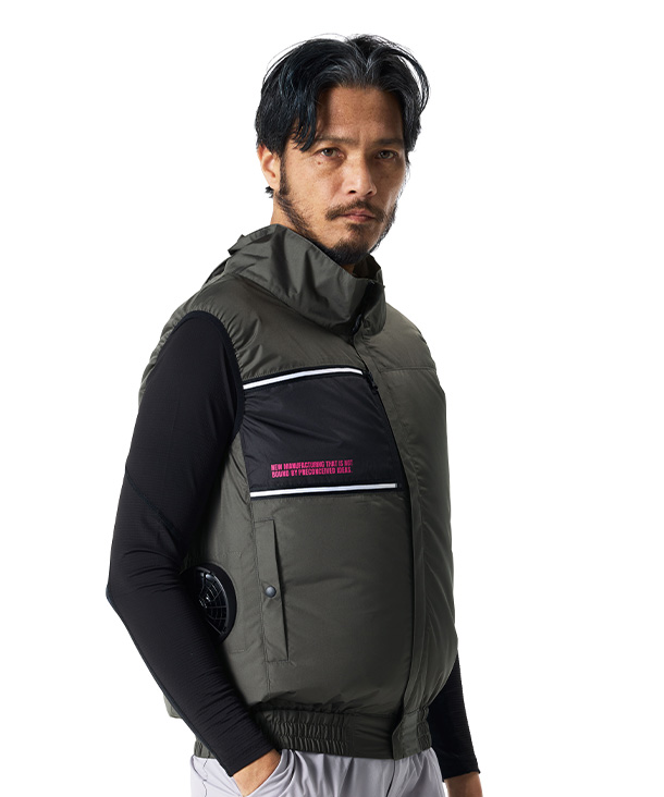 【The tough】アタックベース空調風神服・空調服 ベスト(サイドファン取り付け、チタン加工) 8700-ab
