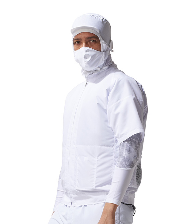 空調服・空調風神服  食品工場向け 白衣 半袖空調服(単品)005-ab