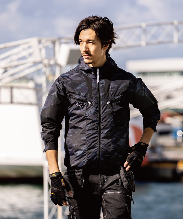 【bigborn】ビッグボーン 空調風神服・空調服 長袖フーディジャケット(チタン加工) EBA5017A/EBA5017AK