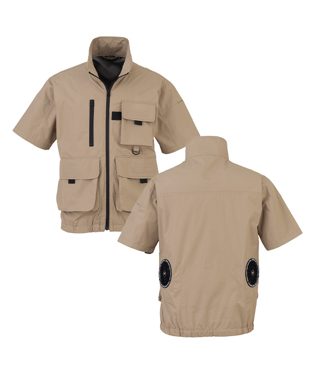 【bigborn】ビッグボーン 空調風神服・空調服 半袖ブルゾン (ローバックファン取り付け、チタン加工) EBA5158