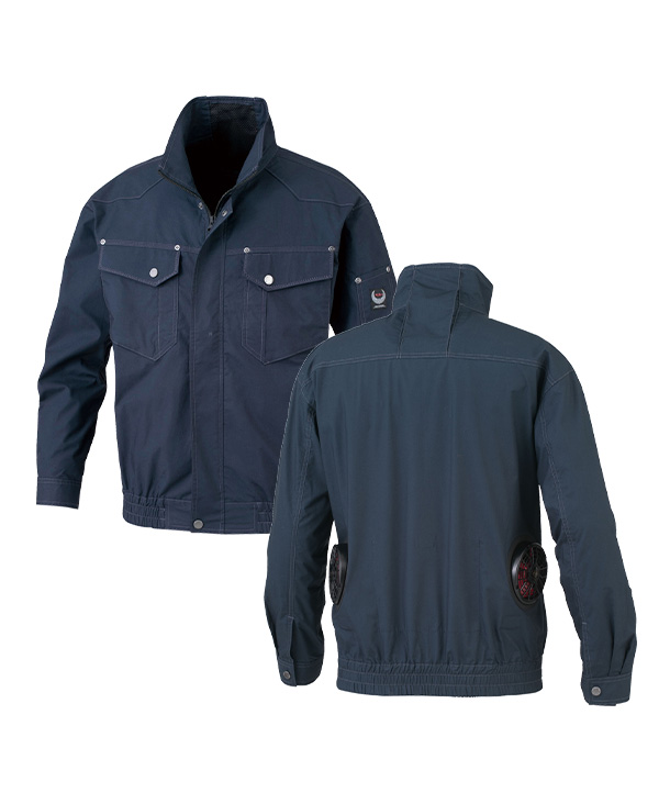 【bigborn】ビッグボーン 空調風神服・空調服 長袖ブルゾン (ローバックファン取り付け) 24Vハイパワーファン・バッテリーセット BK6297P-K24