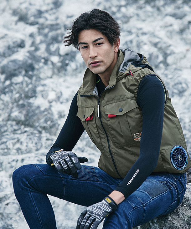 【HOOH】村上被服 空調服 ベスト (サイドファン取り付け、チタン加工、フード、フルハーネス対応) V1219