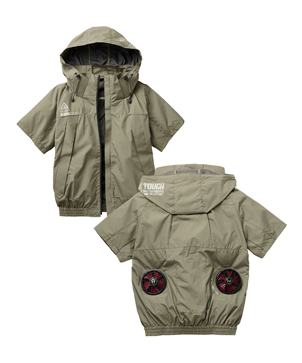  【The tough】アタックベース 空調風神服・空調服  チタンフード半袖ブルゾン　5545-ab