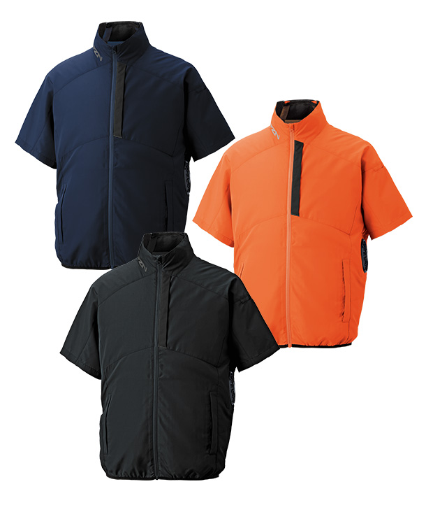【SUN-S】サンエス空調風神服・空調服 半袖ブルゾン(サイドファン取り付け、チタン加工)モバイルバッテリー・ファンセット KF96030-M