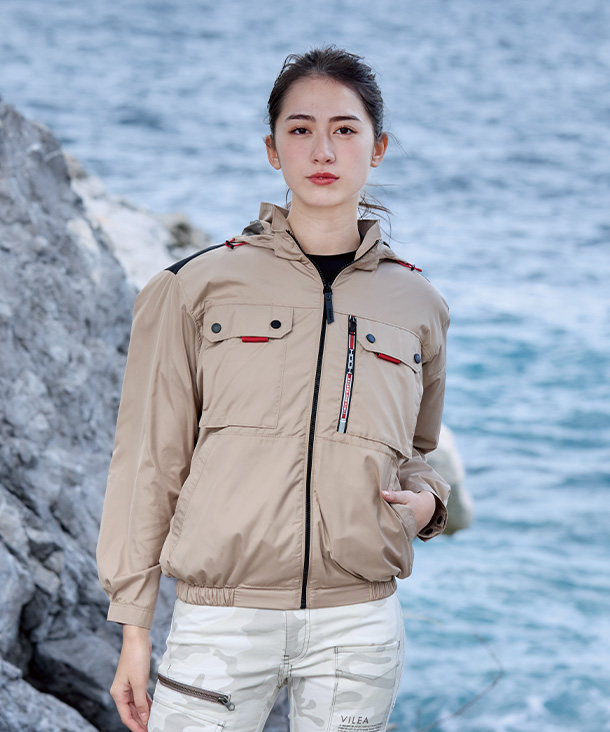 【HOOH】村上被服 空調服 長袖フードジャケット(ハイバックファン取付、フルハーネス対応) V1122