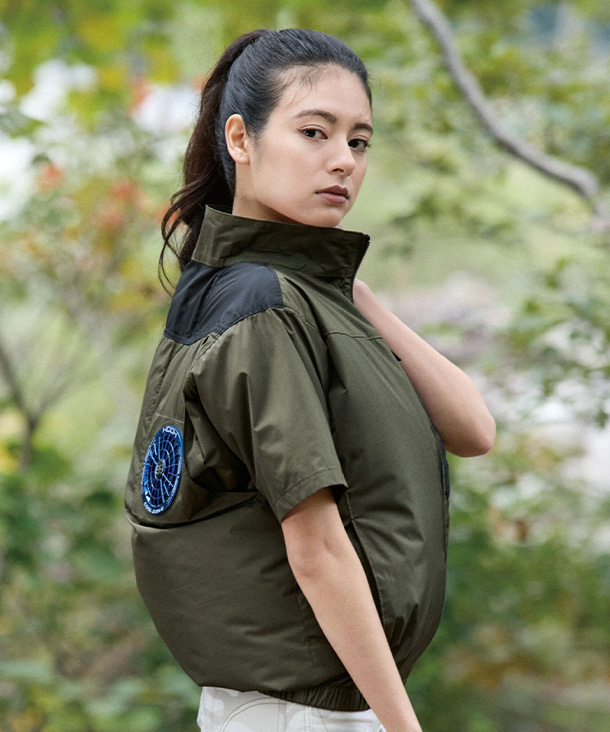 【HOOH】村上被服 空調服 半袖ブルゾン (ハイバックファン取り付け、チタン加工) V1107