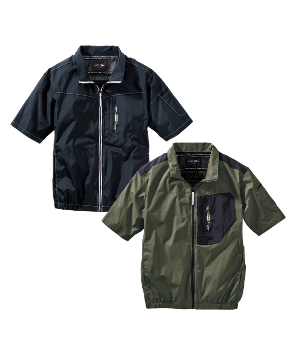 【HOOH】村上被服 空調服 半袖ブルゾン (ハイバックファン取り付け、チタン加工) 19Vハイパワーファン・バッテリーセット V1107-V19