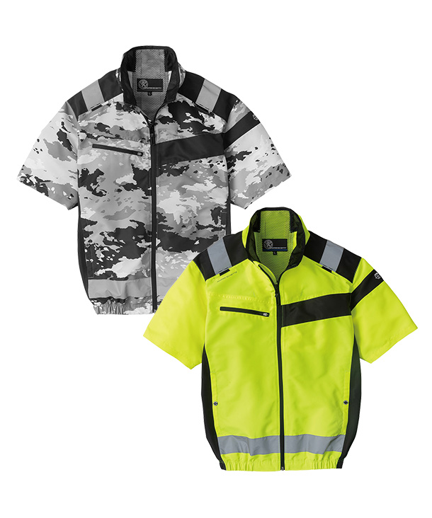 【CO-COS】コーコス空調風神服・空調服 エコ・ボルトクール セーフティ半袖ブルゾン (フルハーネス対応,サイドファン取り付け)AE-5560