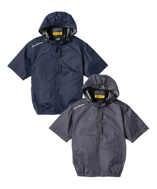 【CO-COS】コーコス空調風神服・空調服半袖ブルゾン(サイドファン取り付け、チタン加工)　24Vハイパワーファン・バッテリーセット G-4030-K24