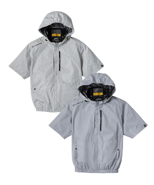 【CO-COS】コーコス空調風神服・空調服半袖ブルゾン(サイドファン取り付け、チタン加工)　24Vハイパワーファン・バッテリーセット G-4030-K24