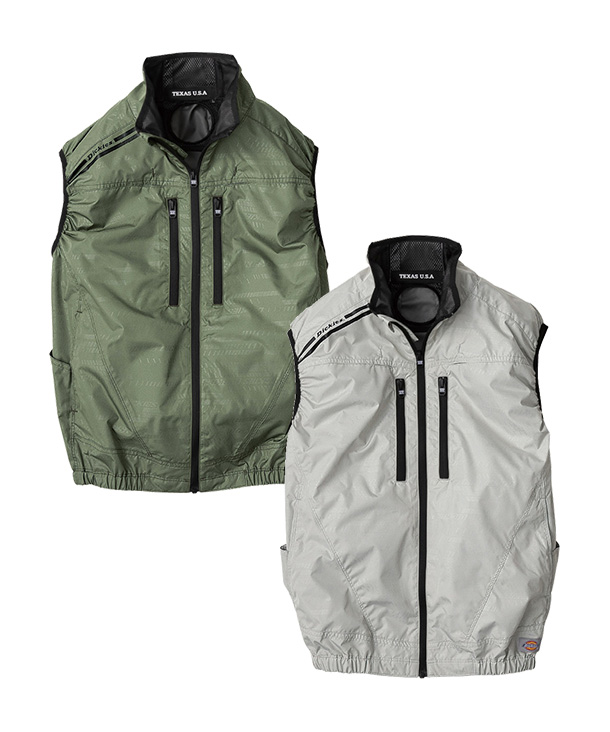 【Dickies】ディッキーズ 空調風神服・空調服 ベスト(サイドファン取り付け、チタン加工)　24Vハイパワーファン・バッテリーセット D-229-K24