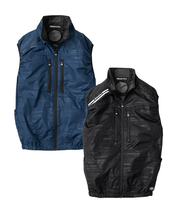 【Dickies】ディッキーズ 空調風神服・空調服 ベスト(サイドファン取り付け、チタン加工)　24Vハイパワーファン・バッテリーセット D-229-K24