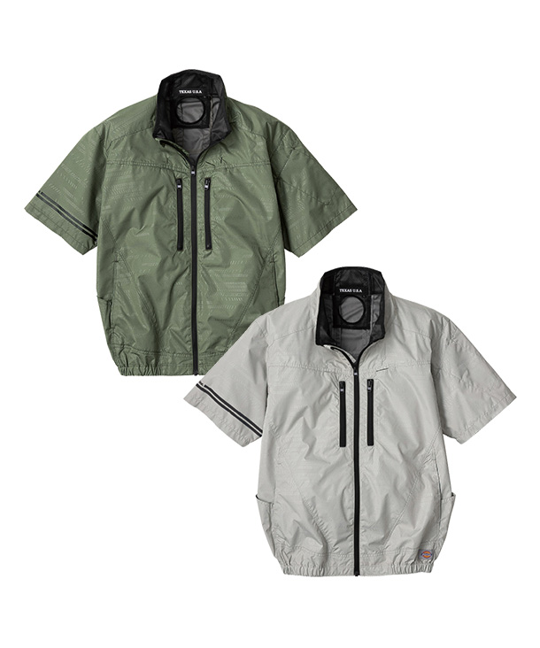 【Dickies】ディッキーズ 空調風神服・空調服 半袖(サイドファン取り付け、チタン加工)　24Vハイパワーファン・バッテリーセット D-220-K24