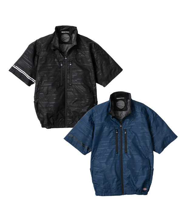 【Dickies】ディッキーズ 空調風神服・空調服 半袖(サイドファン取り付け、チタン加工)　24Vハイパワーファン・バッテリーセット D-220-K24