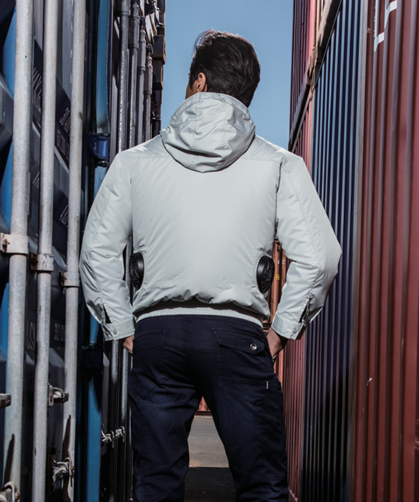 【OUTLET】限定価格!!【SUN-S】サンエス空調風神服 チタン加工 フード付長袖ブルゾン　KU90800