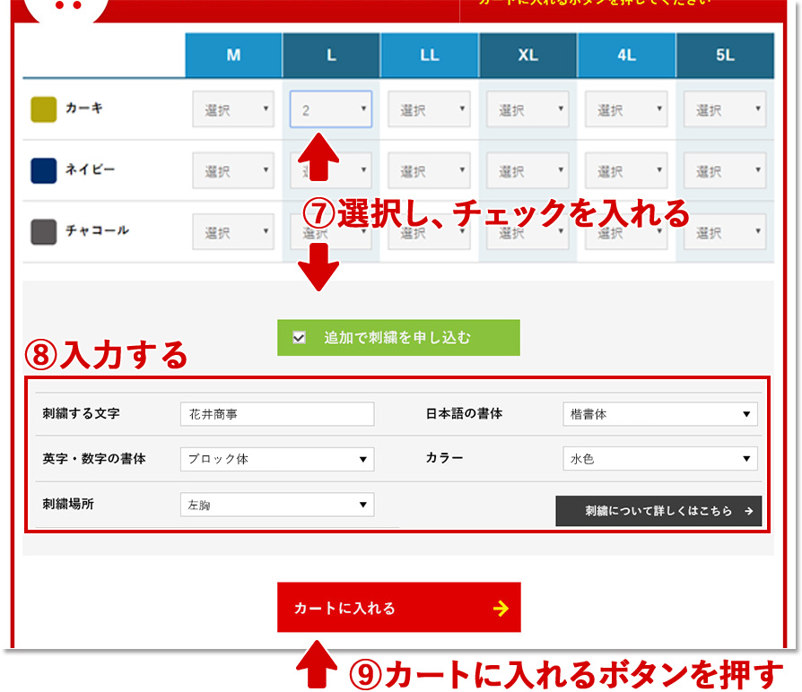 商品一覧から商品を選択します