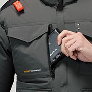 バッテリー収納ポケット(右・ファスナー止めコードホール付き)※特許取得済