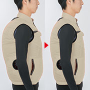 身頃の膨らみを抑えたシャープなシルエット